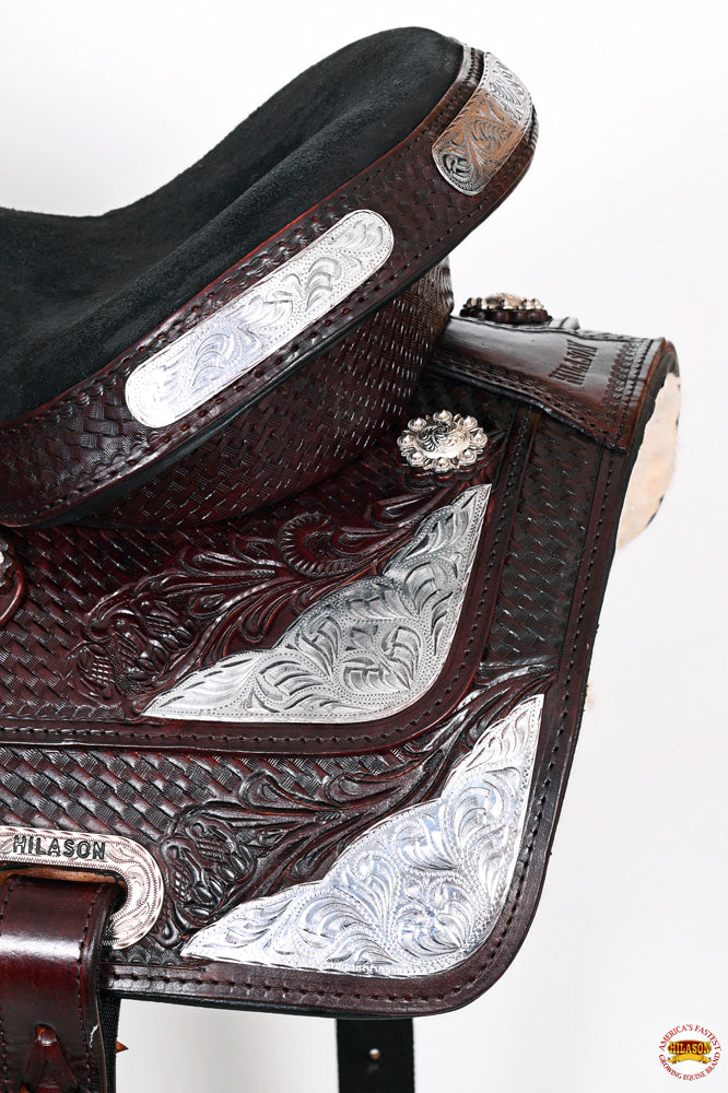 HILASON Western Horse Treeless Saddle American Leather Trail Barrel Tack | for Horses