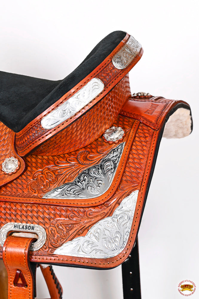 HILASON Western Horse Treeless Saddle American Leather Trail Barrel Tack | for Horses