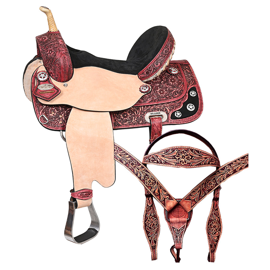 16 In Western Horse Treeless Saddle American Leather Trail Barrel Tack - Uhorse