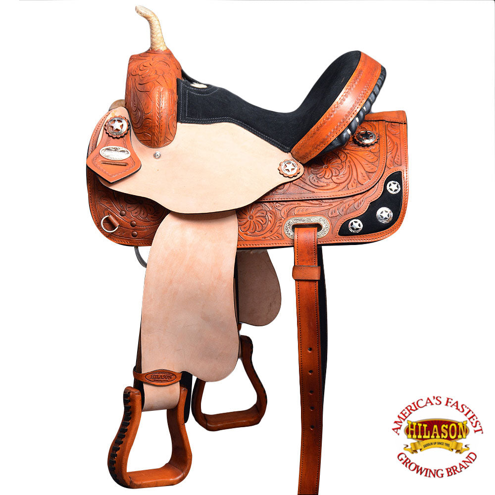 Hilason Western Horse Treeless Saddle American Leather Trail Barrel Tack
