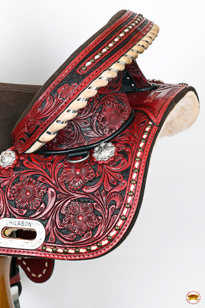 HILASON Western Horse Treeless Trail Barrel American Leather Saddle | for Horses