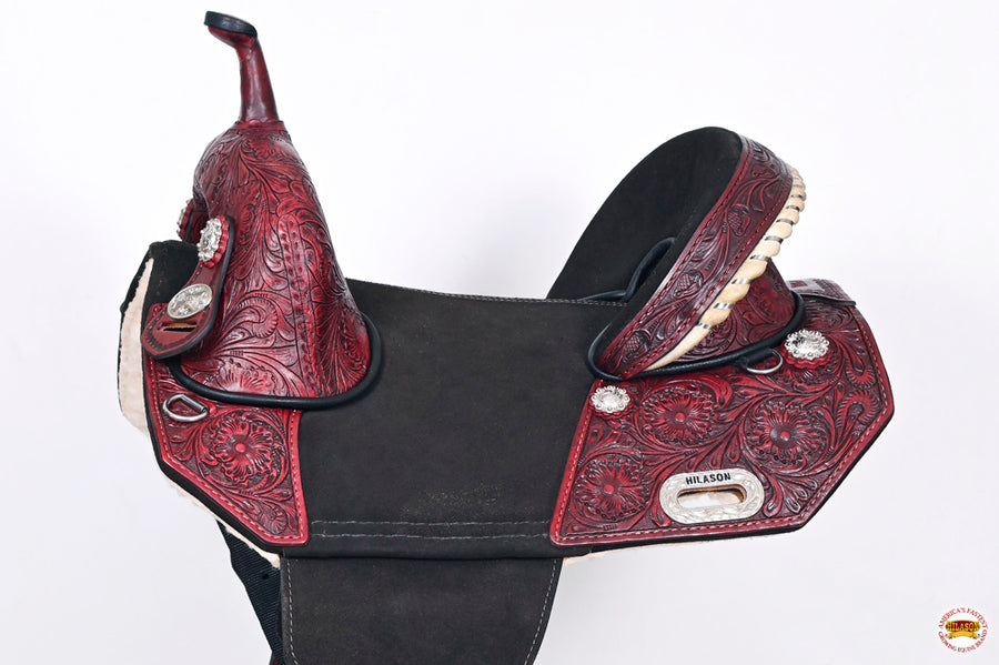 HILASON Western Horse Treeless Trail Barrel American Leather Saddle | for Horses