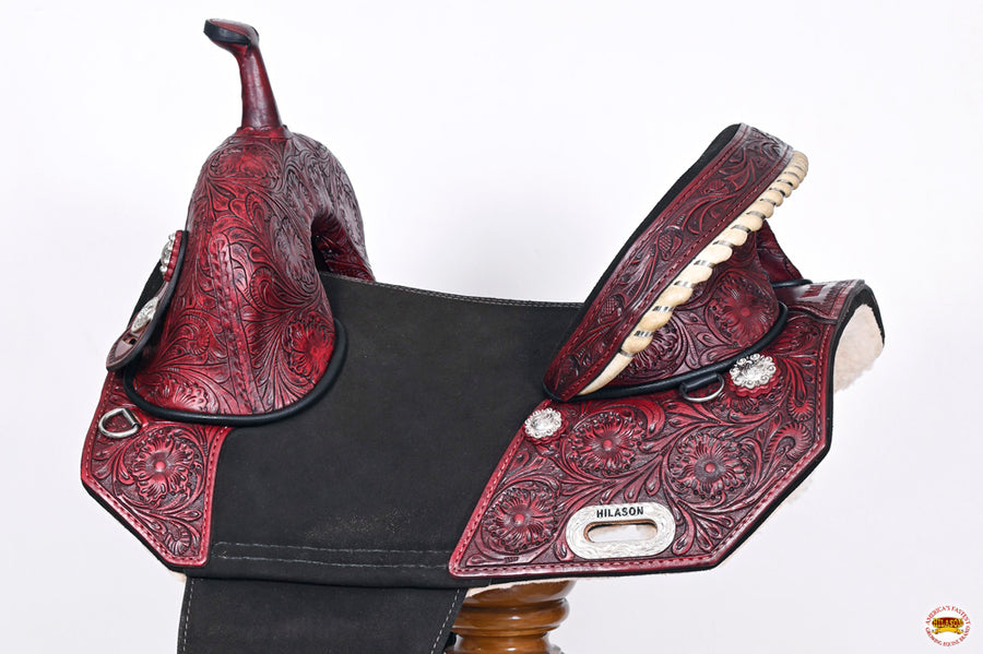 HILASON Western Horse Treeless Trail Barrel American Leather Saddle | for Horses