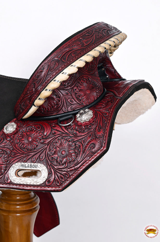 HILASON Western Horse Treeless Trail Barrel American Leather Saddle | for Horses