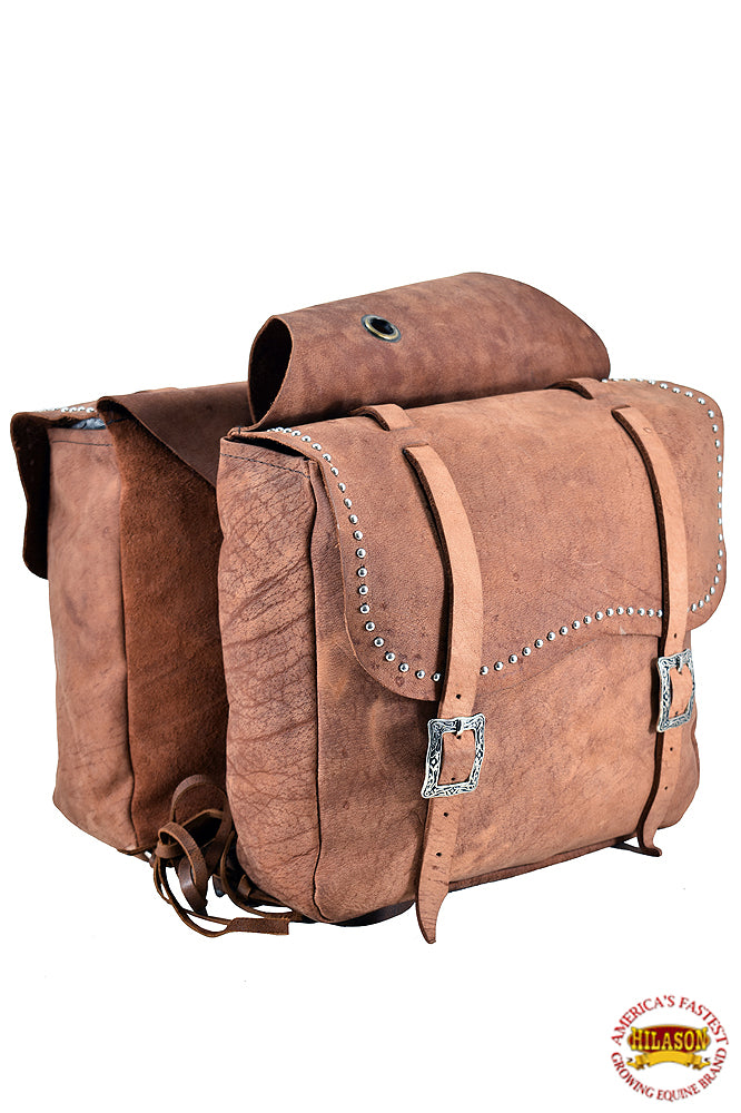HILASON Soft Leather Horse Saddle Bag Tan | Equestrian Western Adjustable Closure