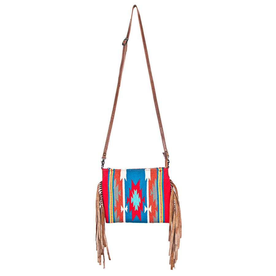 American Darling CrossBody Bag Saddle Blanket Fabric Genuine Leather Western Women Handbag Purse | for Cute Travel