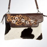 American Darling ADBG241 Envelope Hand Tooled Hair On Genuine Leather Women Bag Western Handbag Purse