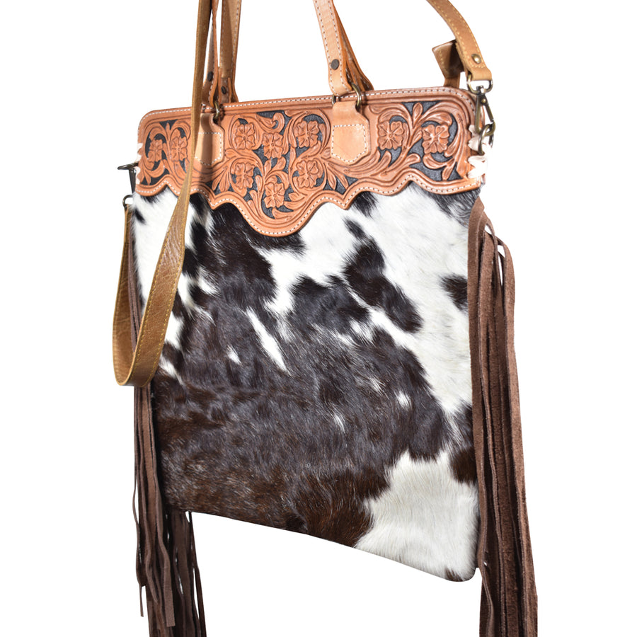 American Darling Tote Hand Tooled Hair on Genuine Leather Western Women Bag Handbag Purse | Travel Bags College Casual