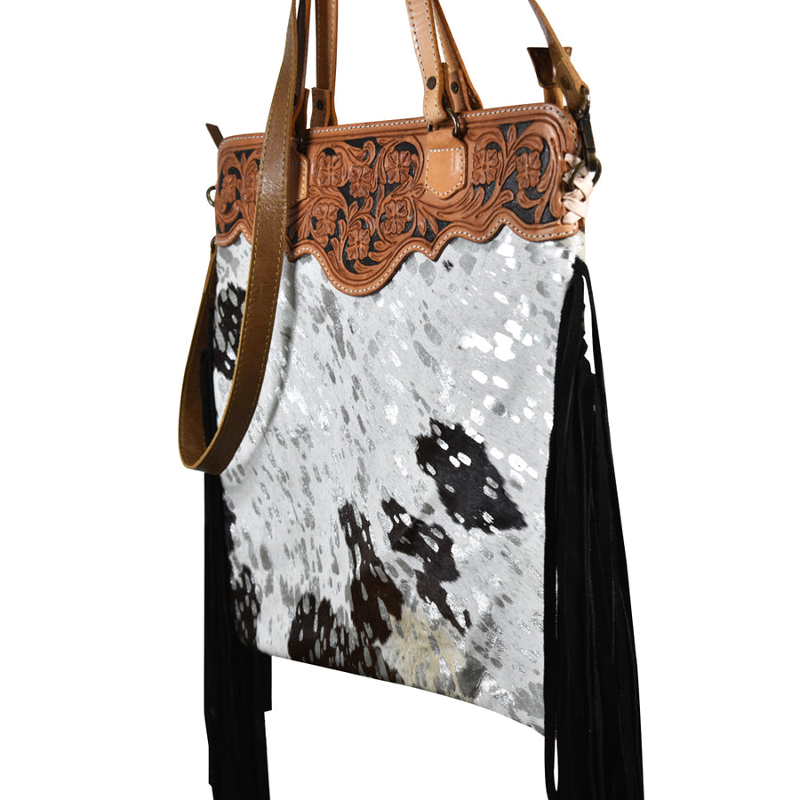 American Darling Tote Hand Tooled Hair on Genuine Leather Western Women Bag Handbag Purse | Travel Bags College Casual