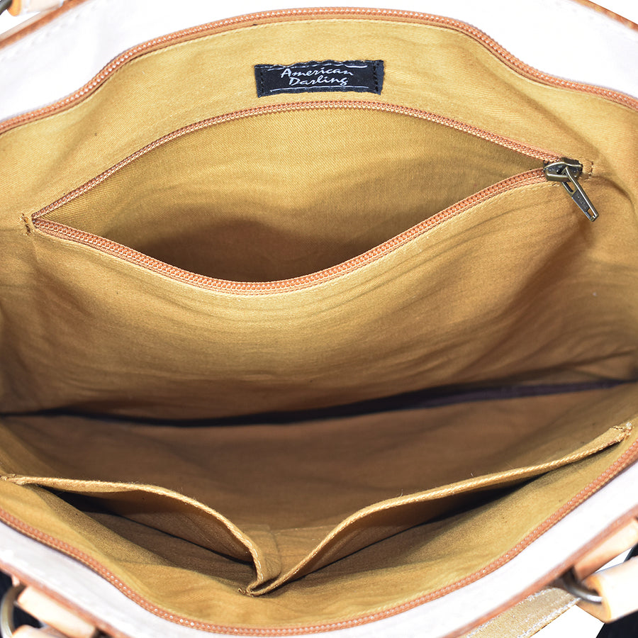 American Darling Tote Hand Tooled Hair on Genuine Leather Western Women Bag Handbag Purse | Travel Bags College Casual