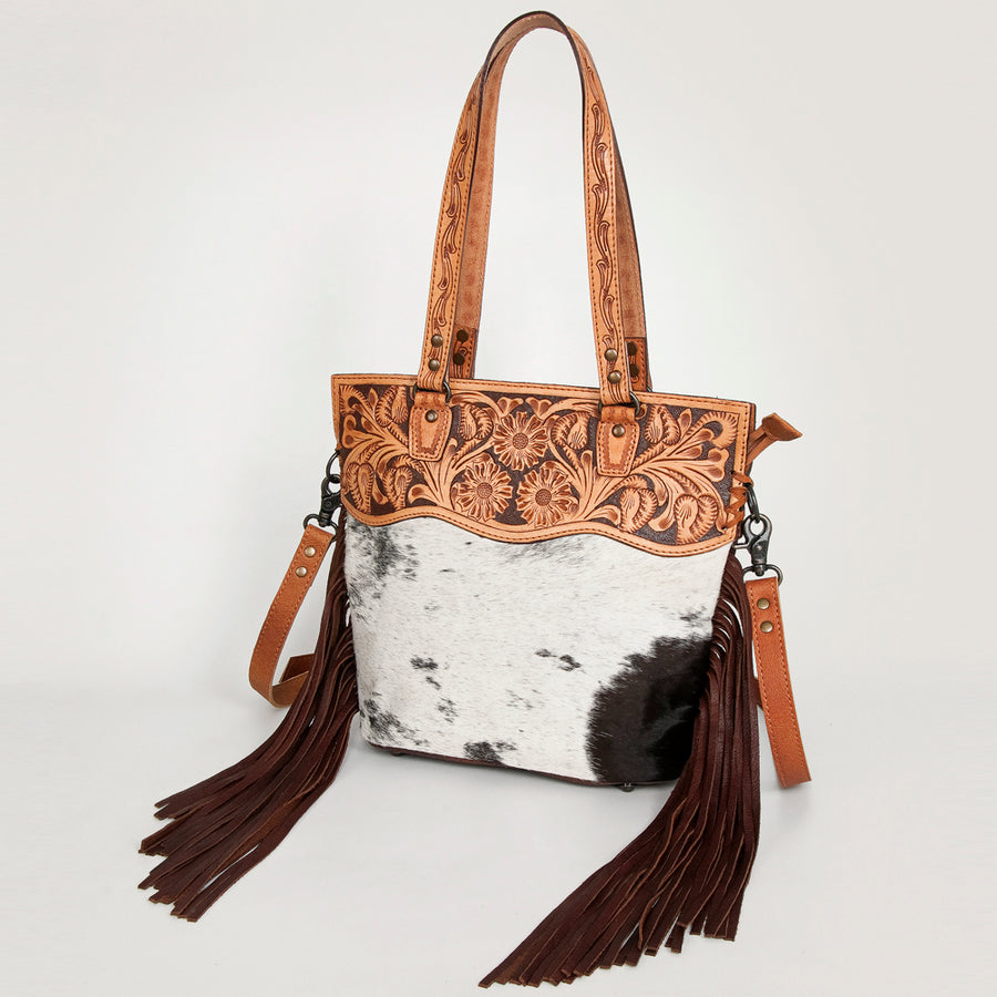 American Darling Messenger Hand Tooled Hair on-Genuine Leather Western Women Bag Handbag Purse | Crossbody for Cute - Uhorse