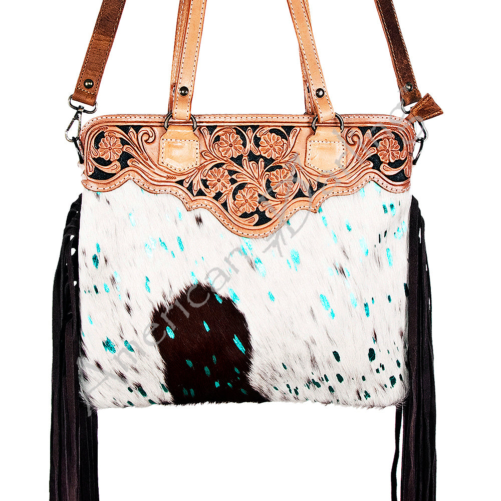 American Darling Cross Body Hand Tooled Hair on-Genuine Leather Western Women Bag Handbag Purse | Crossbody for Cute