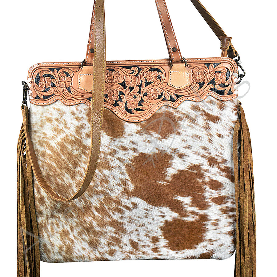 American Darling Tote Hand Tooled Hair on Genuine Leather Western Women Bag Handbag Purse | Travel Bags College Casual