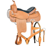 HILASON Western Draft Horse Trail Pleasure Tan American Leather Saddle | Horse Saddle | Western Saddle | Draft Horse Saddle | Saddle for Horses | Horse Leather Saddle