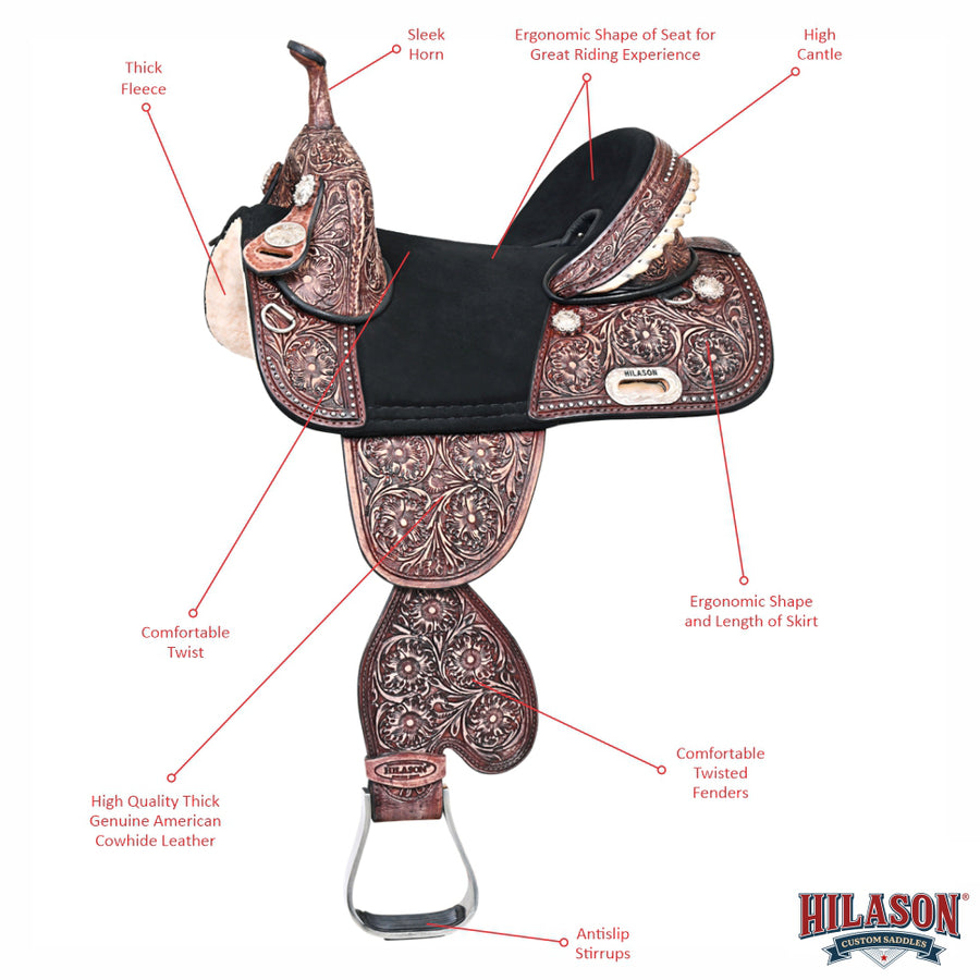 HILASON Child Treeless Horse Saddle Western American Leather Barrel | for Horses