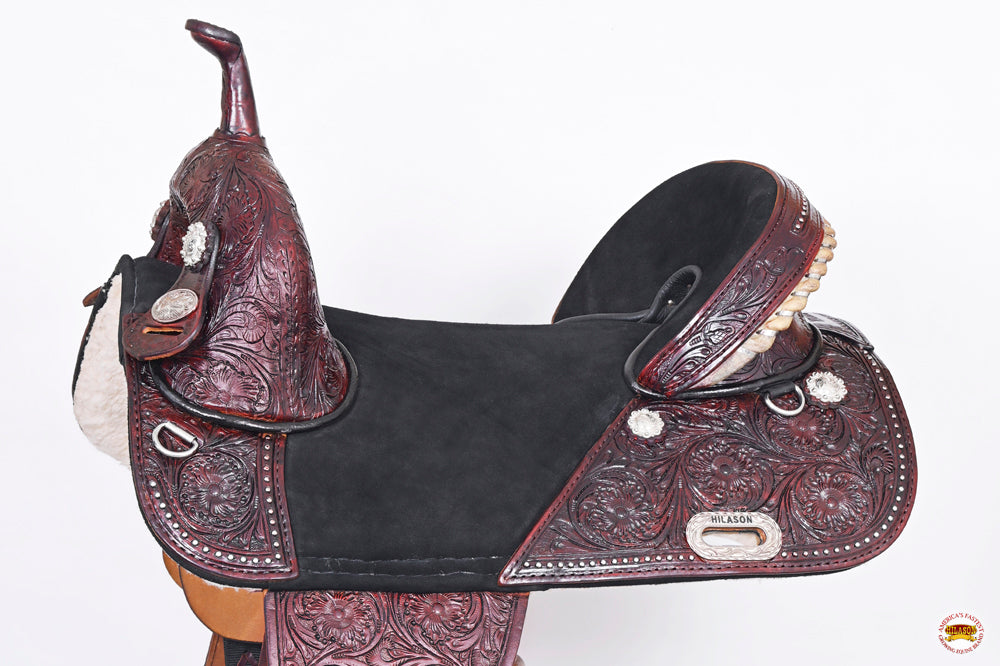 Western Horse Saddle Hilason Treeless American Leather Barrel Racing