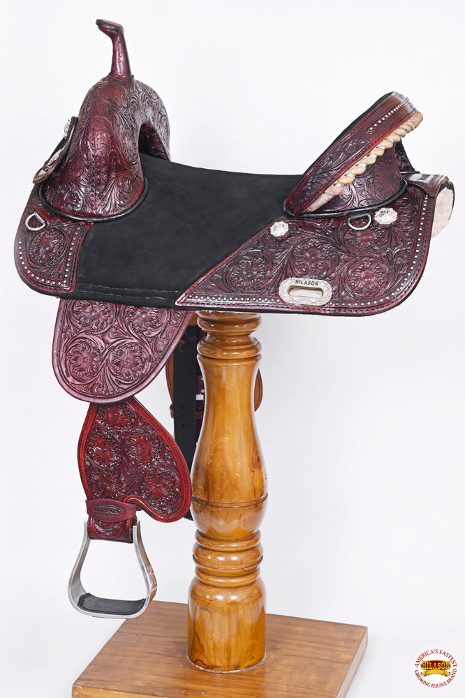 Western Horse Saddle Hilason Treeless American Leather Barrel Racing