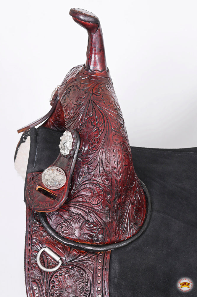 Western Horse Saddle Hilason Treeless American Leather Barrel Racing