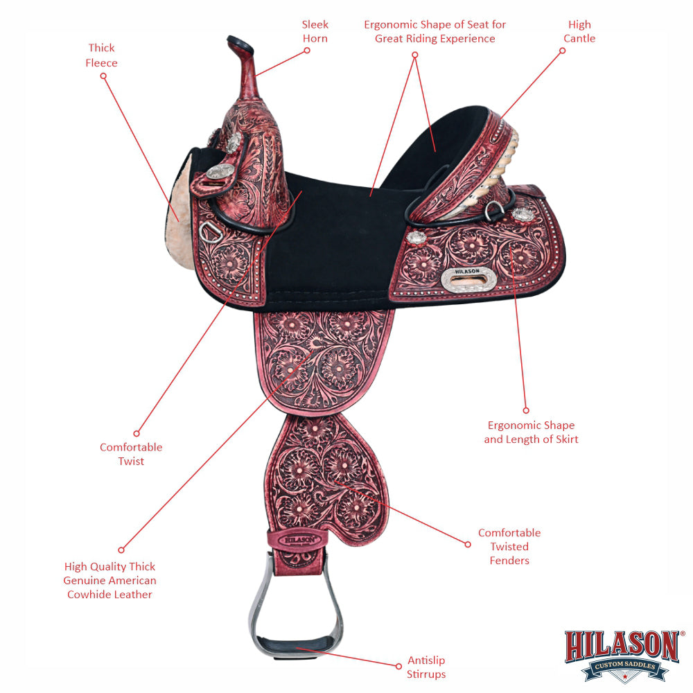 Western Horse Child Saddle Treeless American Leather Barrel