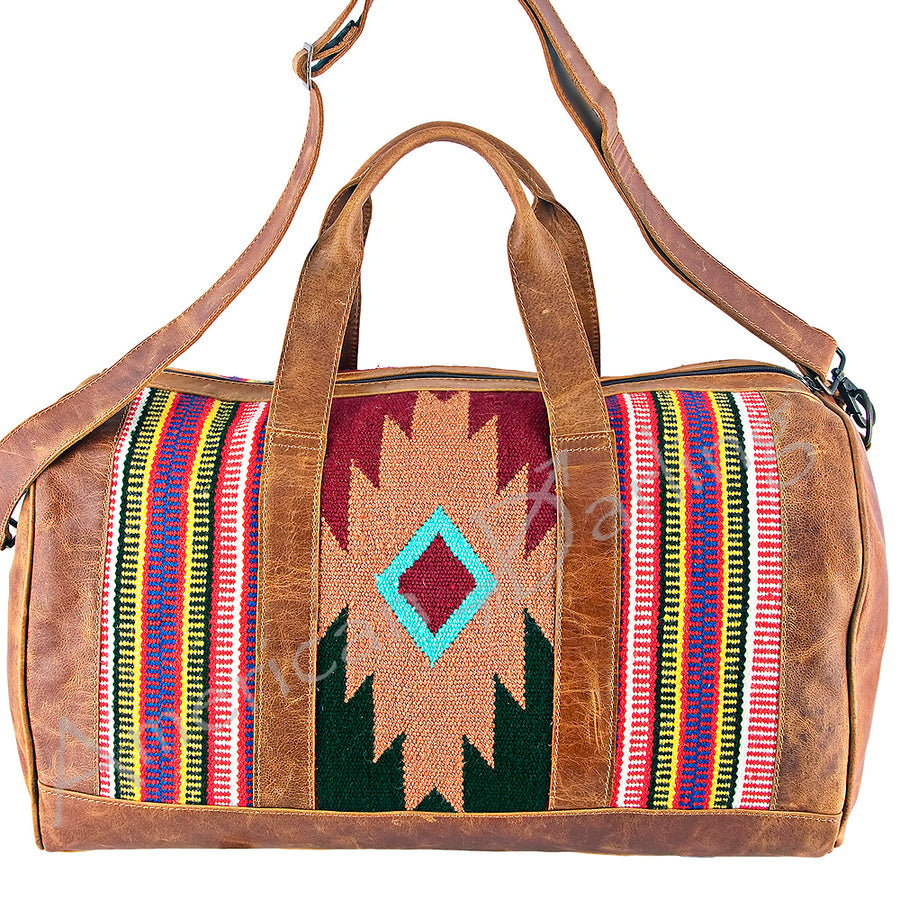 American Darling Duffel Bag - Handcrafted Saddle Blanket and Full Grain Leather Travel Bag - Uhorse