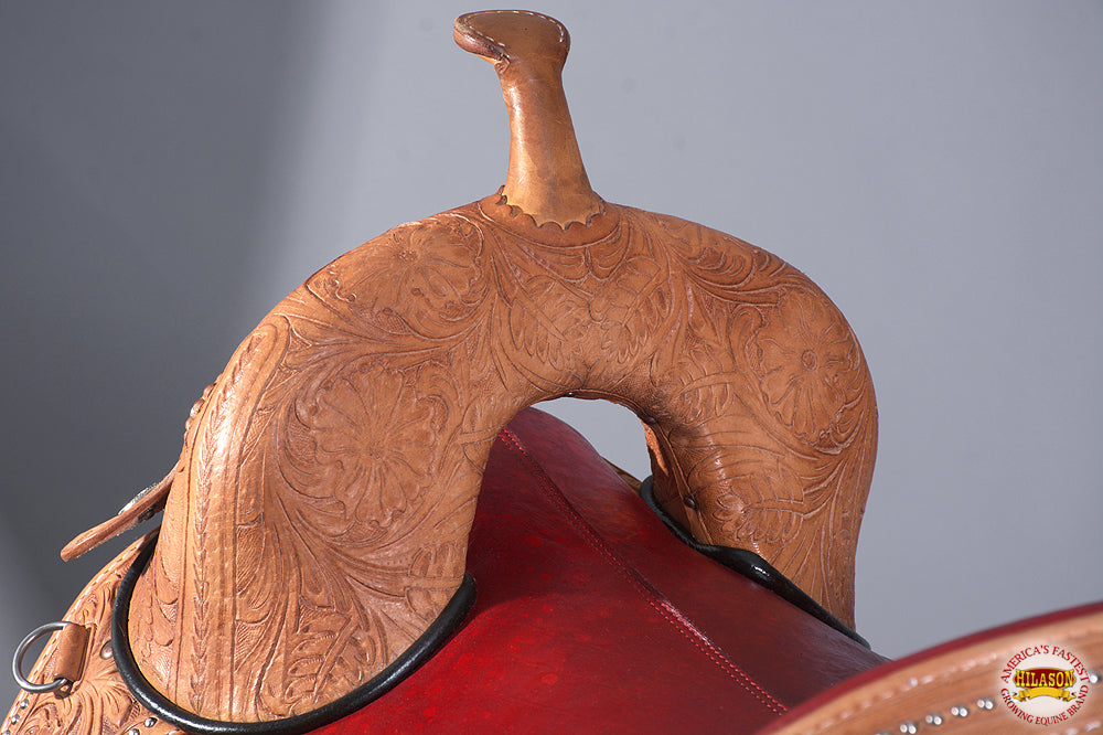Hilason Western Horse Treeless Trail Barrel American Leather Saddle