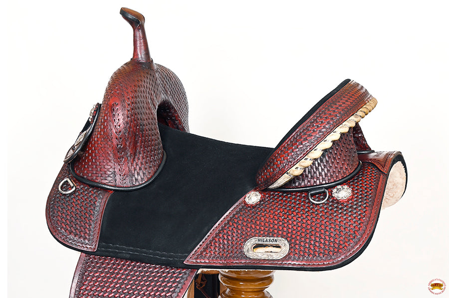 HILASON Treeless Trail Barrel American Leather Saddle Tack Set | Horse Western for Horses