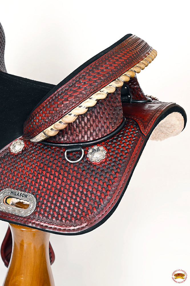HILASON Treeless Trail Barrel American Leather Saddle Tack Set | Horse Western for Horses