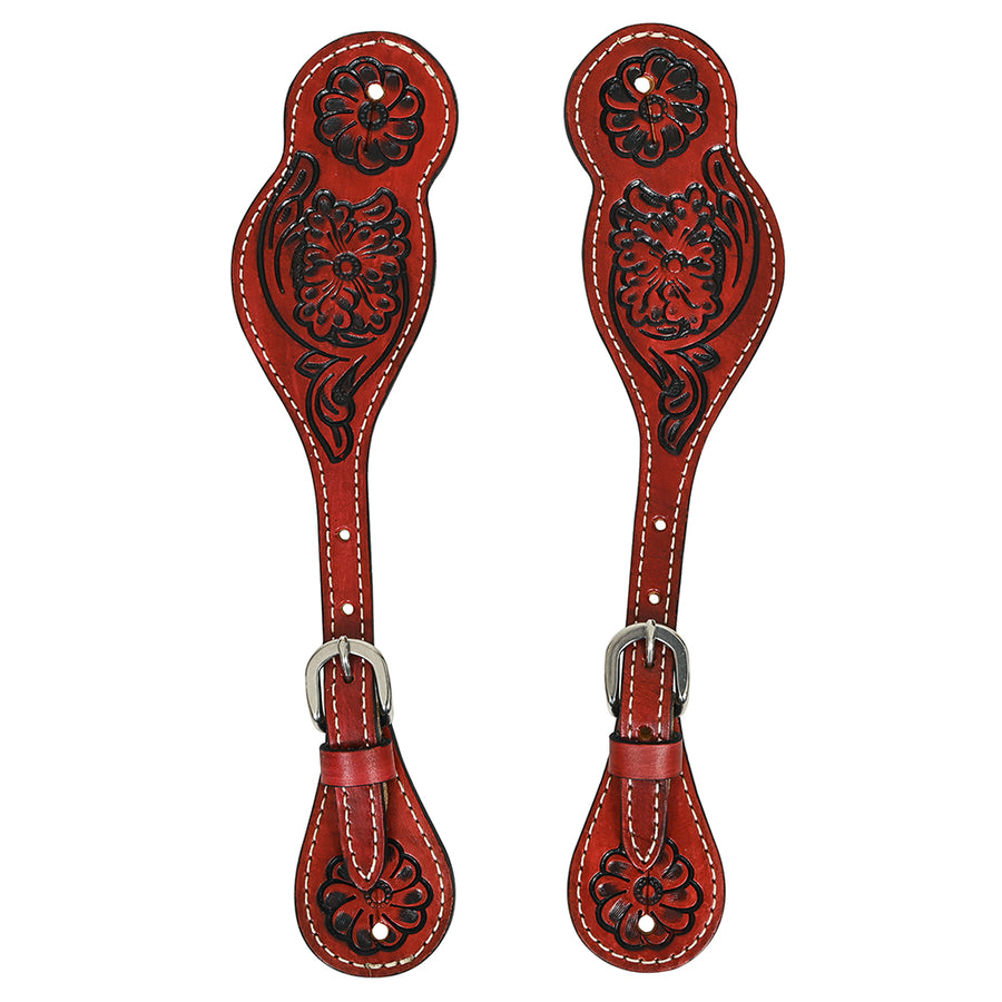 Hilason Western Spur Straps American Genuine Leather Mahogany - Uhorse