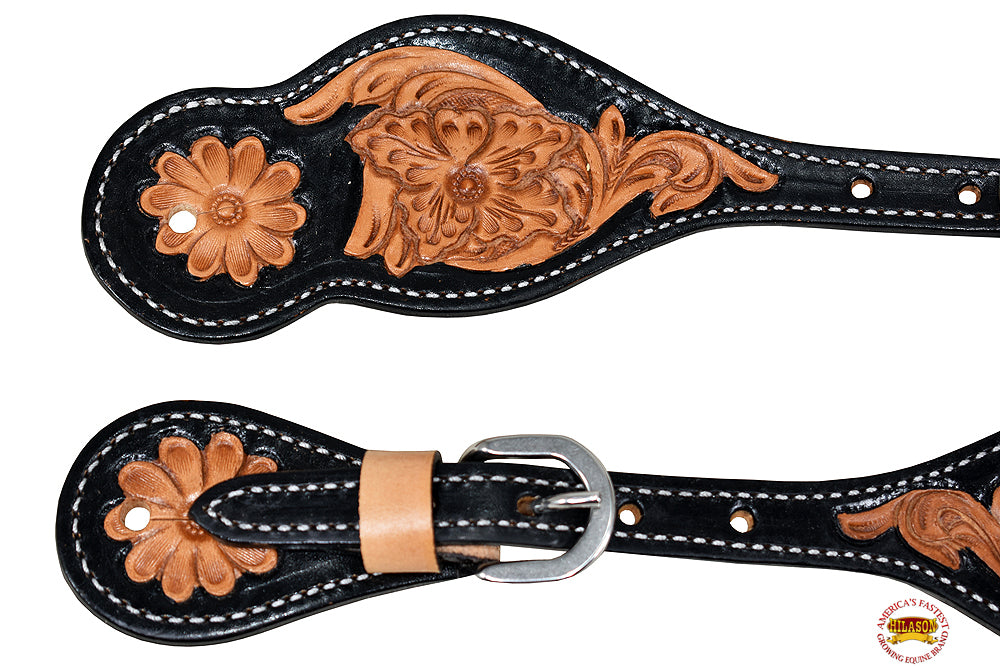 Hilason Western slobber Straps American Genuine Leather Tan