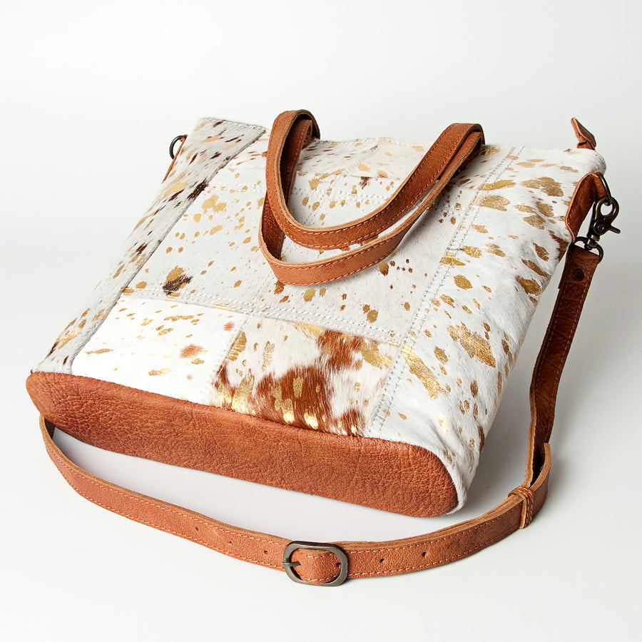 American Darling Hair-on Cowhide Tote Bag – Genuine Leather Western Handbag Adjustable Strap