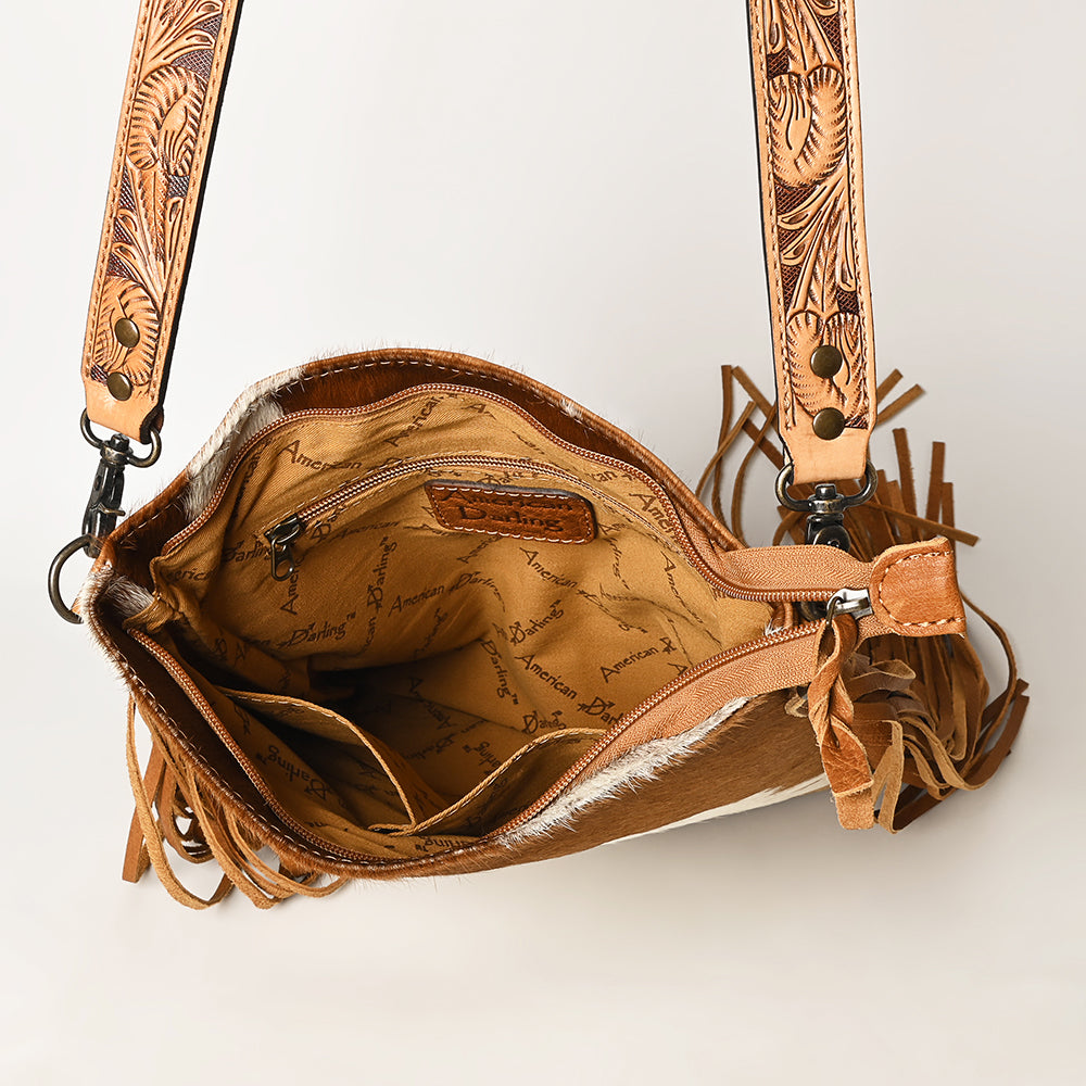 American Darling ADBGS192TAW Messenger Hair On Genuine Leather Women Bag Western Handbag Purse