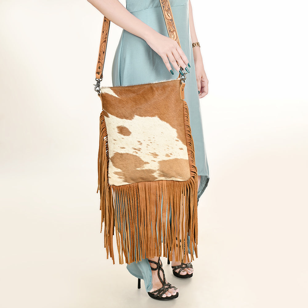 American Darling ADBGS192TAW Messenger Hair On Genuine Leather Women Bag Western Handbag Purse