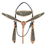 HILASON Western Horse Leather Headstall & Breast Collar Tack Set | Leather Headstall | Leather Breast Collar | Tack Set for Horses | Horse Tack Set