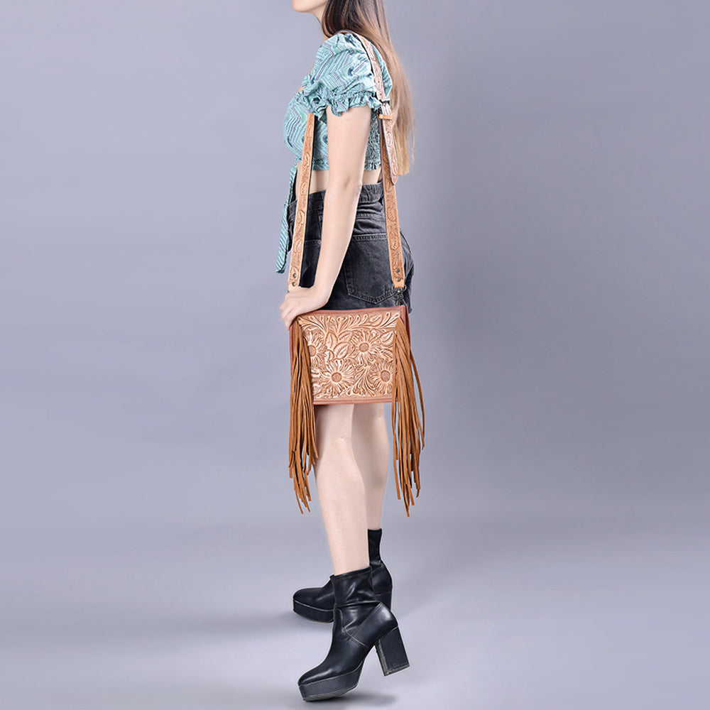 ADBG325 American Darling Messenger Hand Tooled Genuine Leather Women Bag Western Handbag Purse