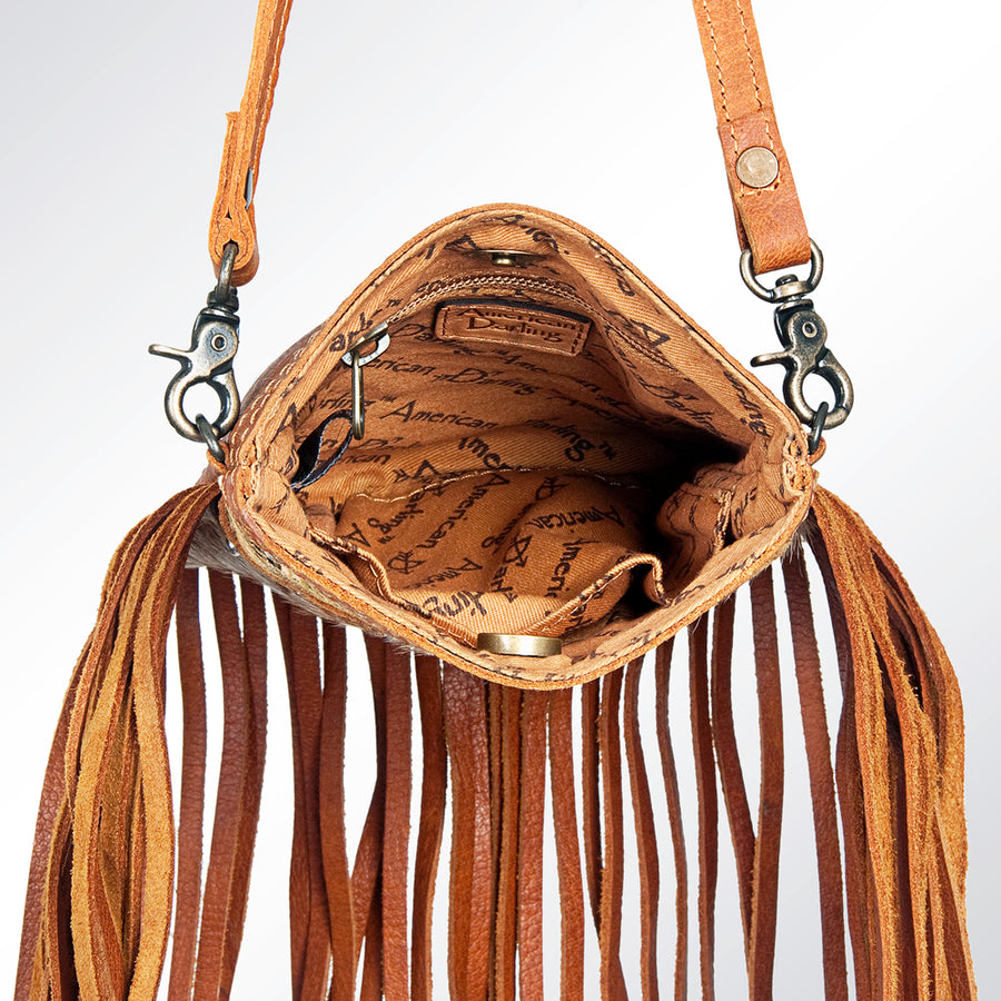 American Darling Women's Large Crossbody Bag Hand Tooled Hair on Genuine Leather Handbag and Ladies Purse