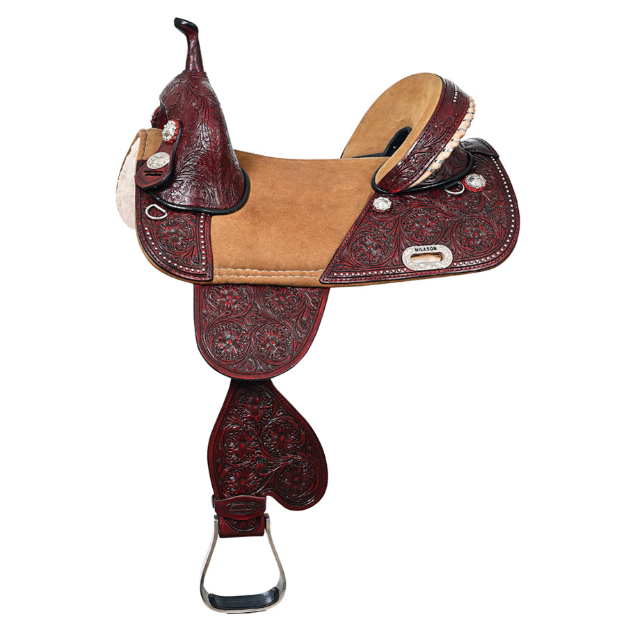 HILASON Western Horse Saddle American Leather Trail Barrel Racing | Treeless for Horses