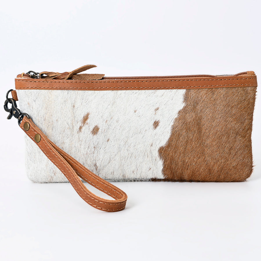 American Darling Wristlet Bag Handcrafted from Floral Embossed Damascus Genuine Leather with YKK Zipper and Wrist Strap