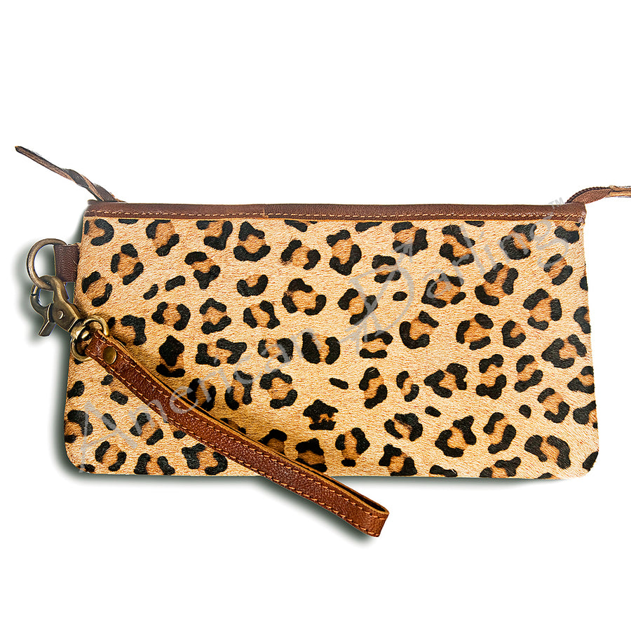 American Darling Western Leather Wristlet Bag with Printed Hair-On Cowhide - Uhorse