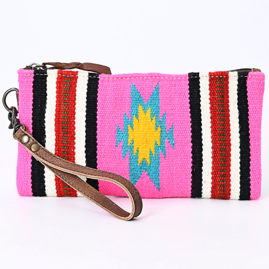 American Darling Wristlet Bag Handcrafted from Floral Embossed Damascus Genuine Leather with YKK Zipper and Wrist Strap