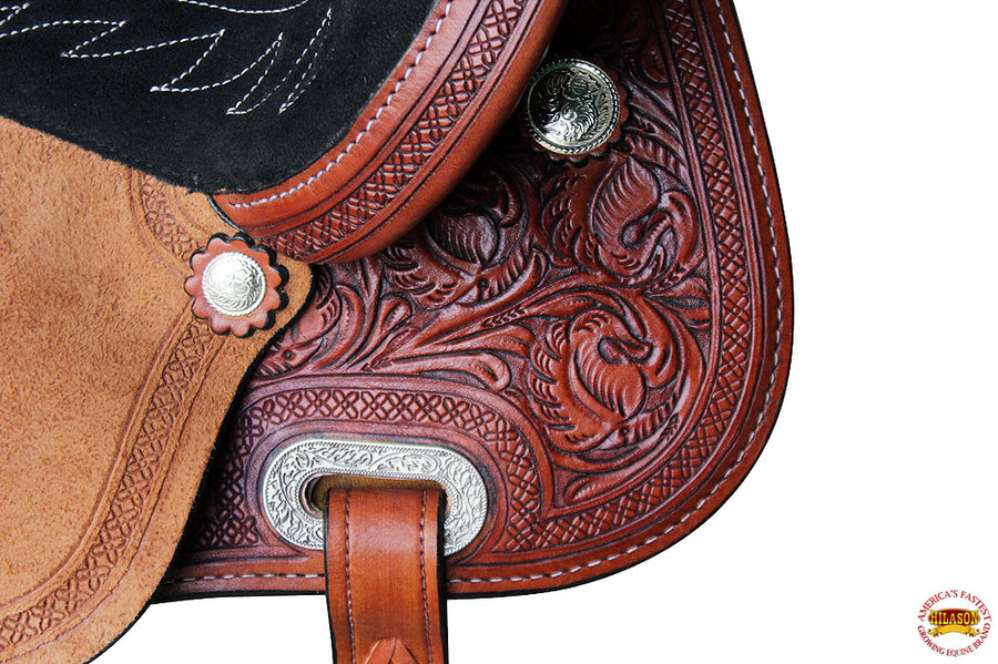 HILASON Western Leather Horse Saddle Barrel Racing Trail Pleasure | Treeless for Horses