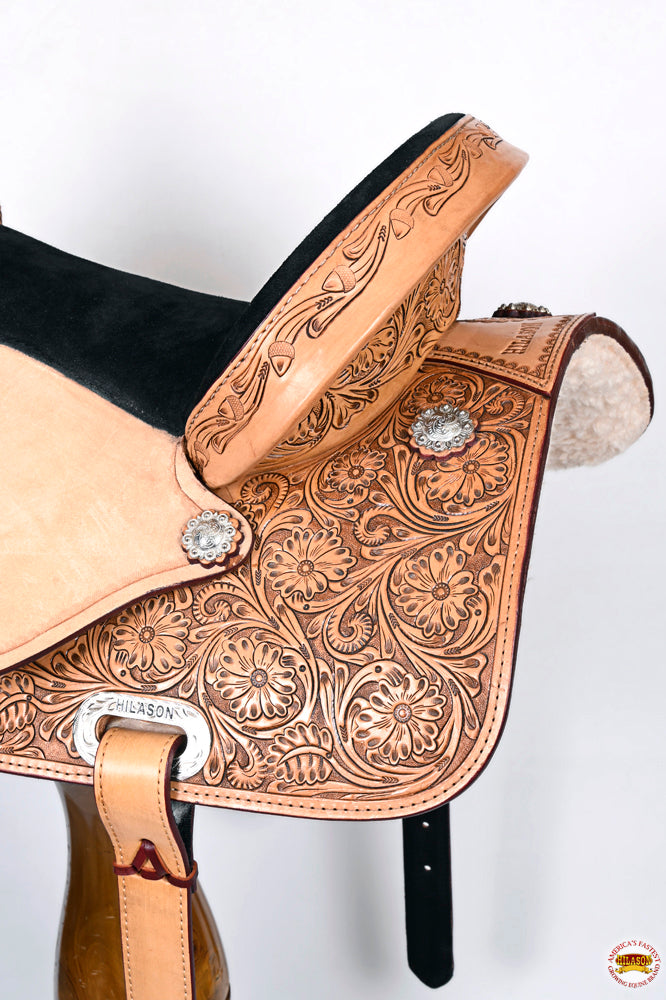 Western Horse Saddle Hilason In American Leather Flex Tree Barrel Trail