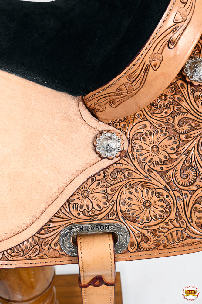 Western Horse Saddle Hilason In American Leather Flex Tree Barrel Trail