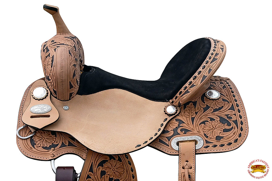 HILASON Western Horse Barrel Saddle Trail Pleasure Leather Tan | Treeless for Horses