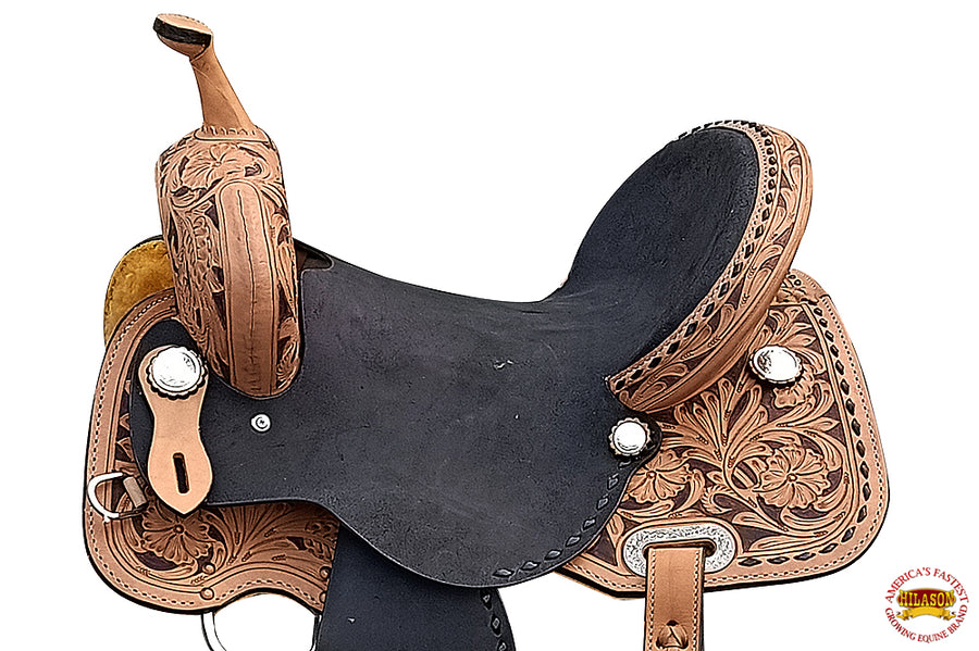 HILASON Western Horse Barrel Saddle Trail Pleasure Leather | Treeless for Horses