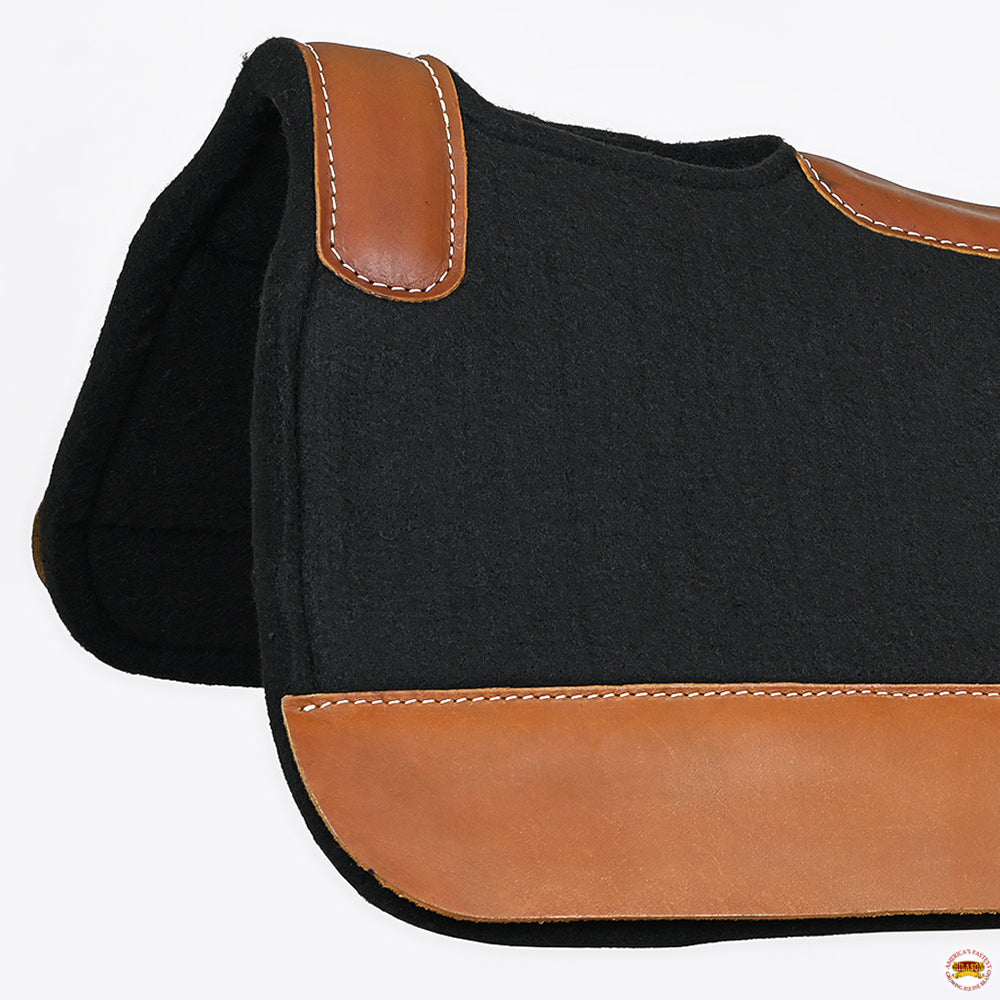 32X32  Hilason Western Contoured Horse Saddle Pad Wool Felt Square Black