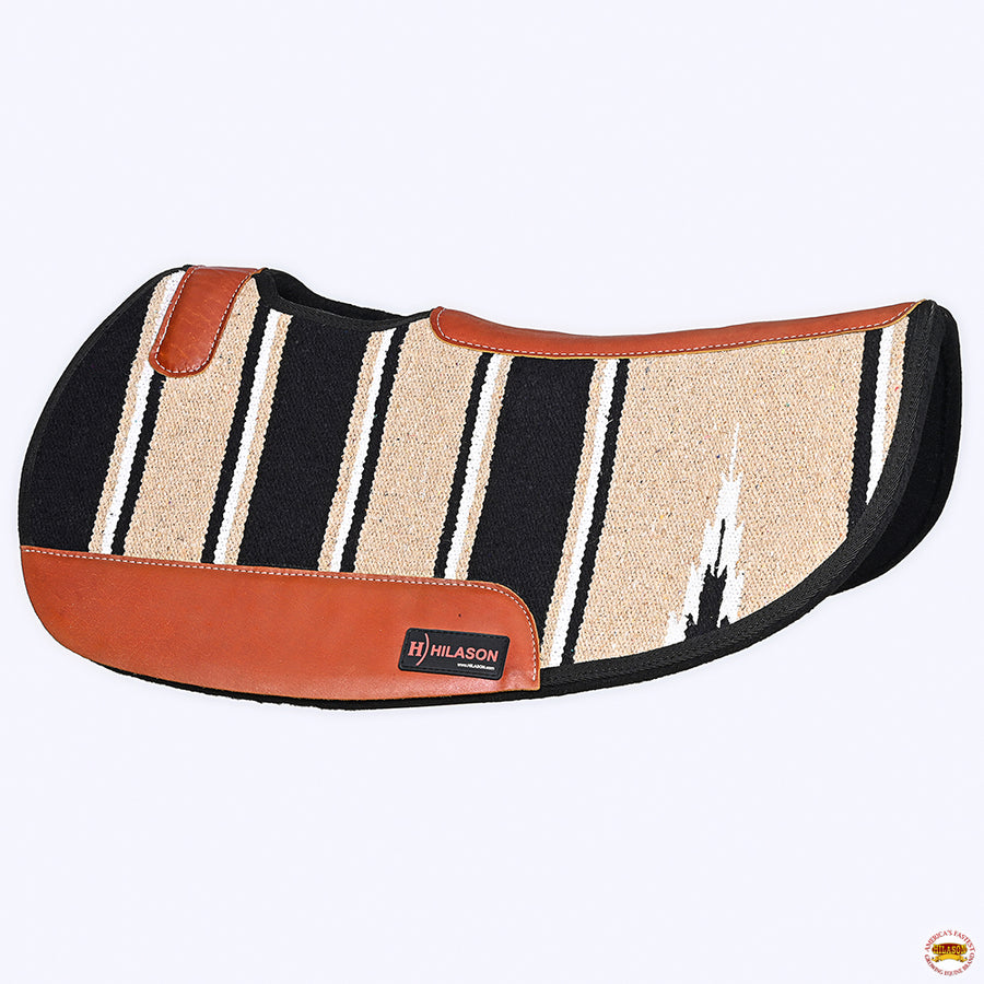 HILASON Western Wool Felt Contoured Horse Saddle Pad W/ Distressed Wear Leather | for Horses