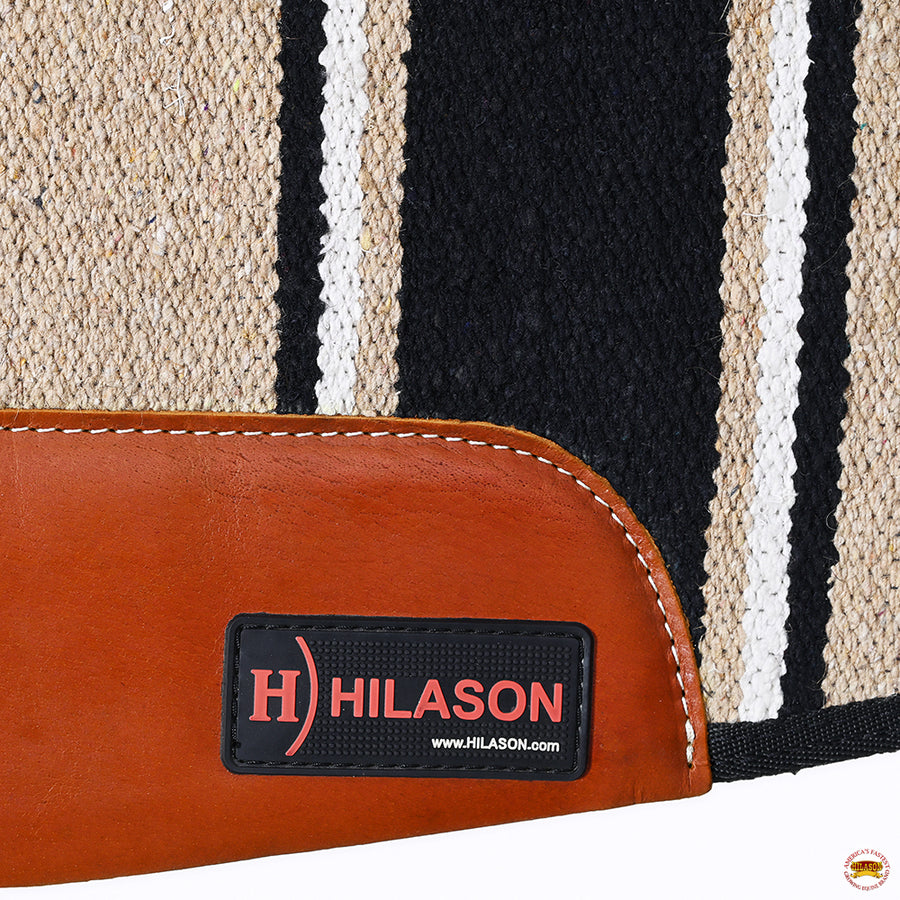 HILASON Western Wool Felt Contoured Horse Saddle Pad W/ Distressed Wear Leather | for Horses