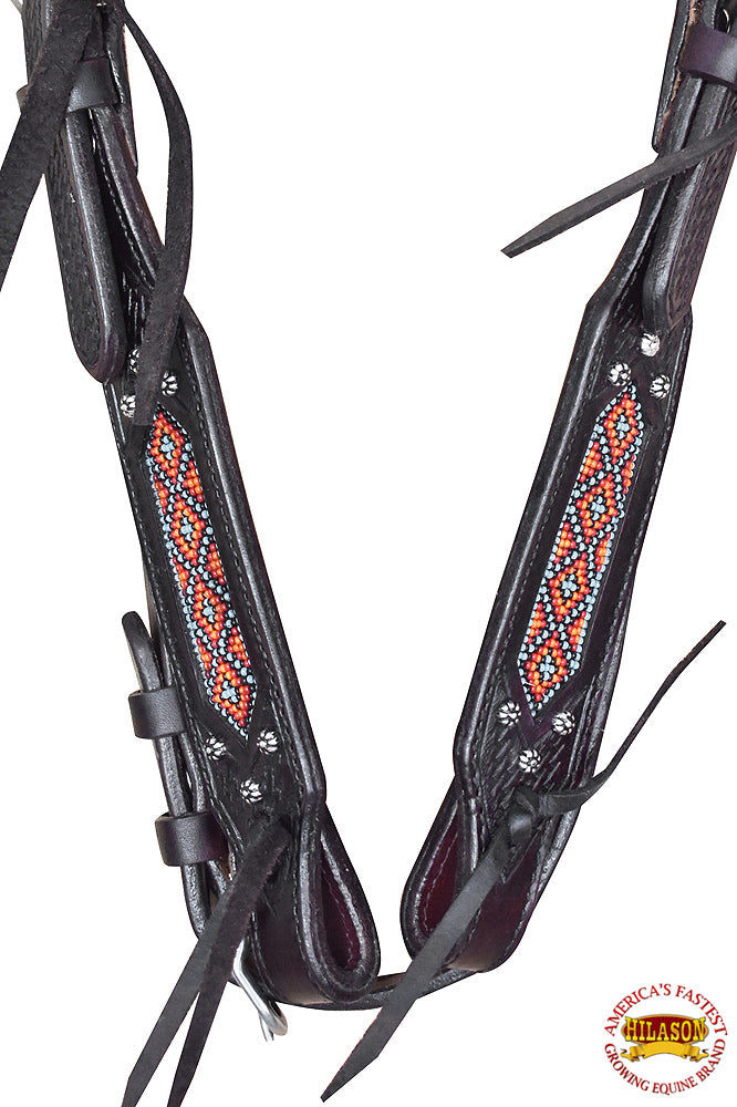HILASON Western Horse Headstall Breast Collar Set American Leather Black