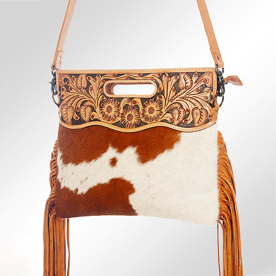American Darling Clutch Hand Tooled Hair on Genuine Leather Western Women Bag Handbag Purse | Purses for Cute - Uhorse