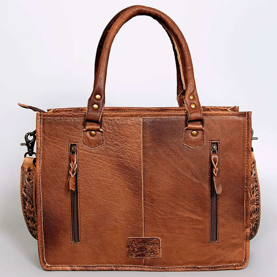 American Darling Briefcase Hand Tooled Hair On Genuine Leather Western Women Bag Handbag | for Cute Laptop